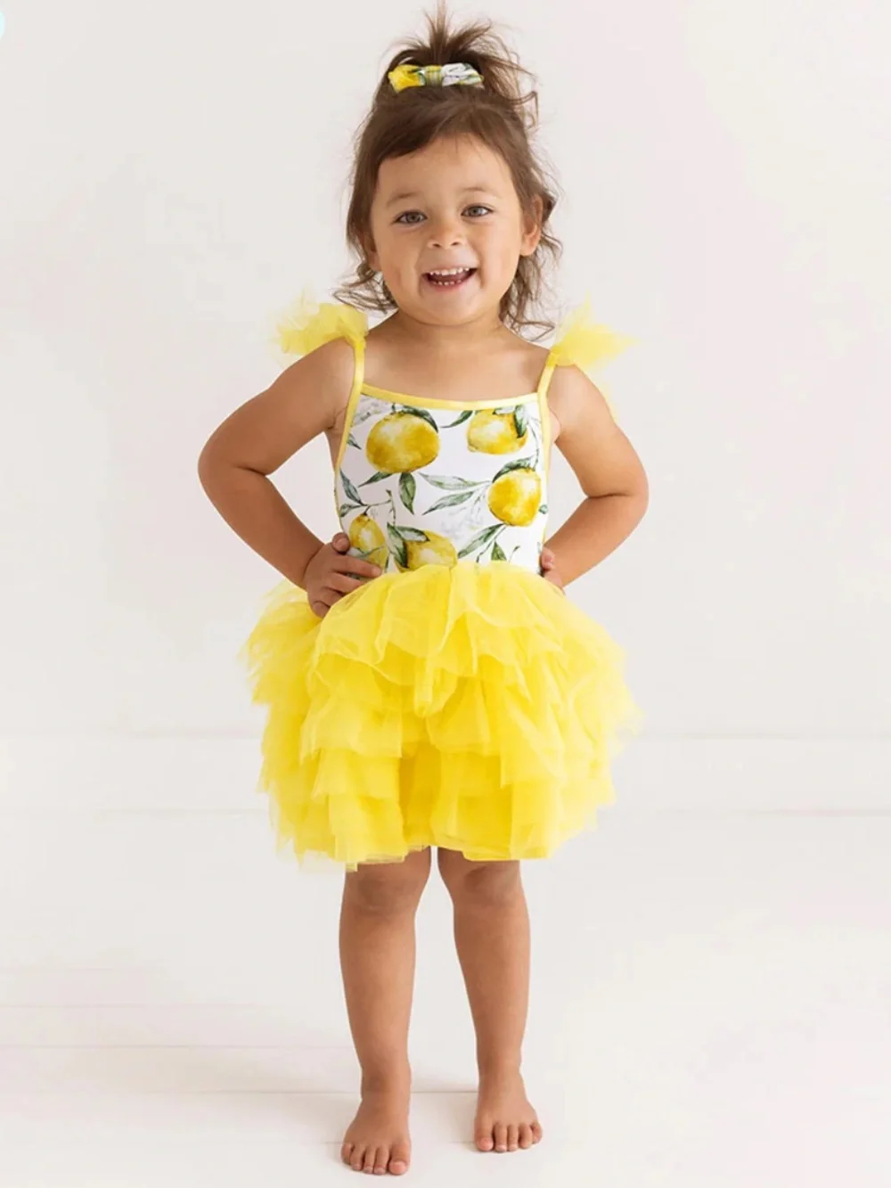 Posh Peanut Limoncello Tulle Smocked Dress